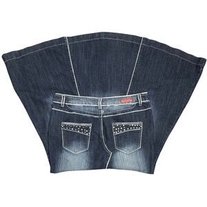 Jean Denim‎ Skirt Womens Long Flared Embellished Mermaid Sz 13 Juniors Y2K Retro